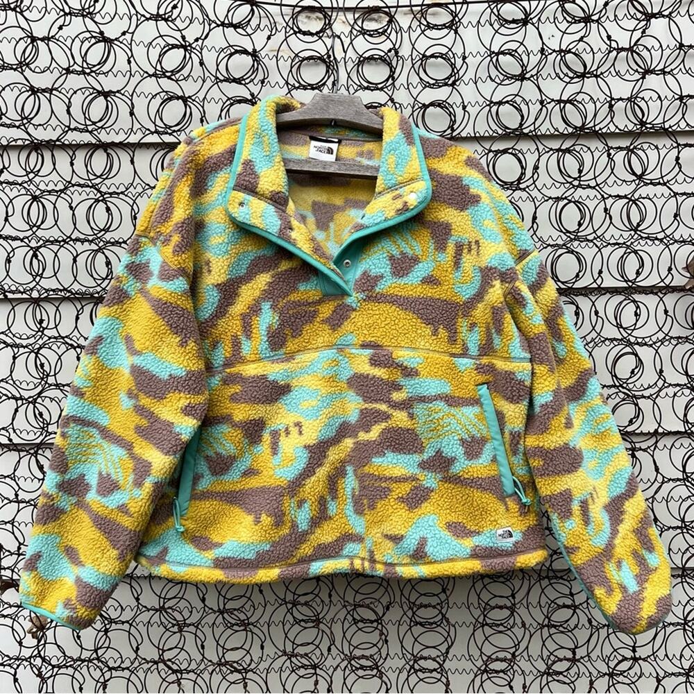 The North Face Cragmont Womens Jacket Wasabi Dazzle Camo Fleece LARGE